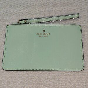 Kate Spade green Metallic Wristlet Pouch